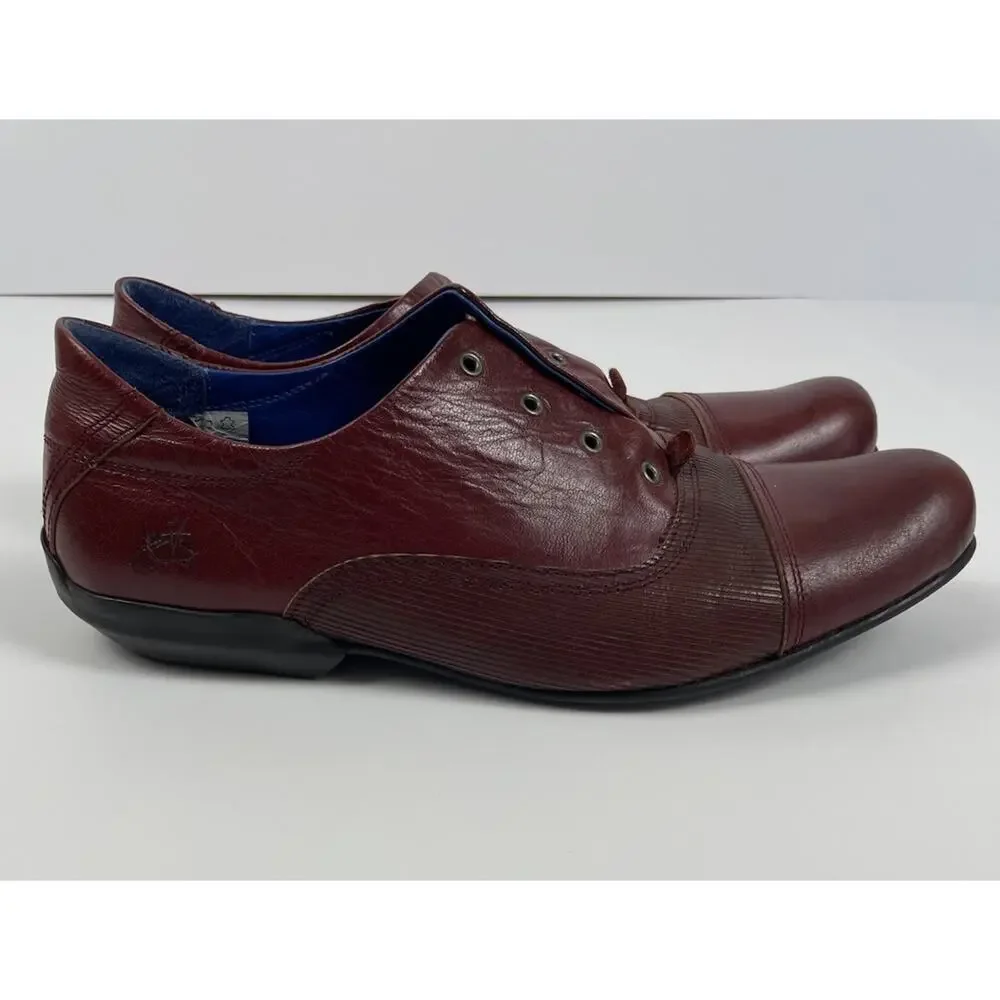 RARE! John Fluevog Men's 10 Jetstream Red Leather w/ Blue Interior Lace Up READ